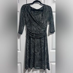 Connected Apparel 3/4 Sleeved V Neck Dress